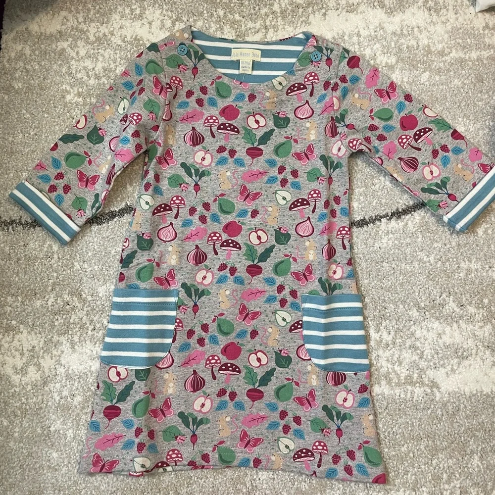 JoJo Maman Bébé‎ A-Line Floral Dress 3/4 Sleeve Cotton Knee Length 18-24M